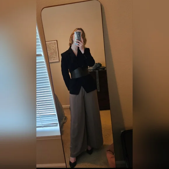 Tronjori Tan Flowy Wide-Leg Pants NWT - Picture 3 of 12